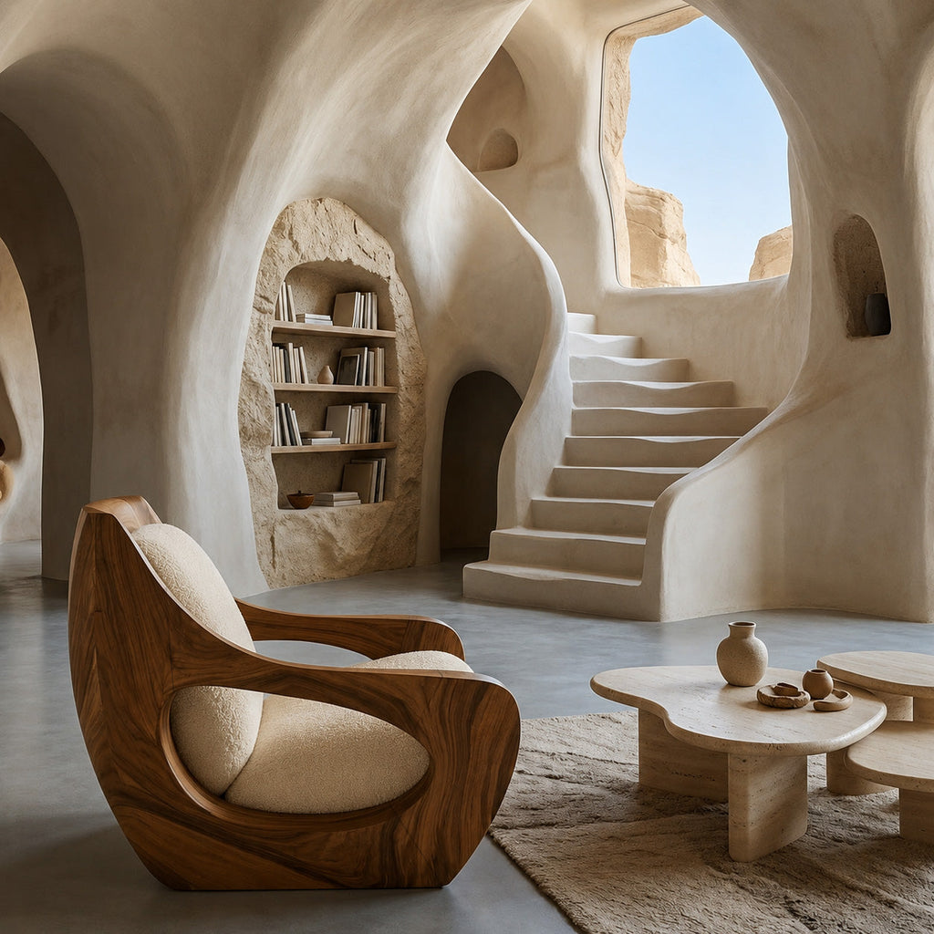 Sculptural Natural Wood Chair For Modern Home Decor