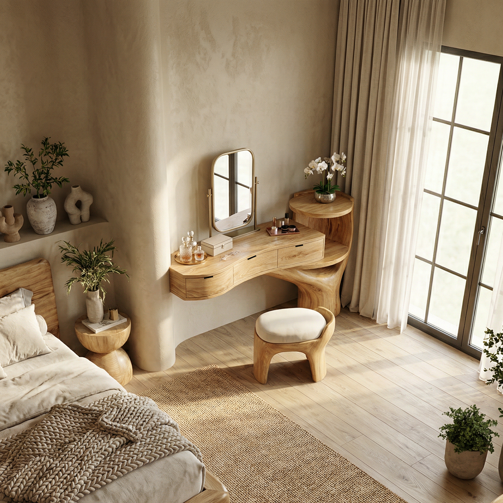 Organic Floating Dressing Table With Drawers