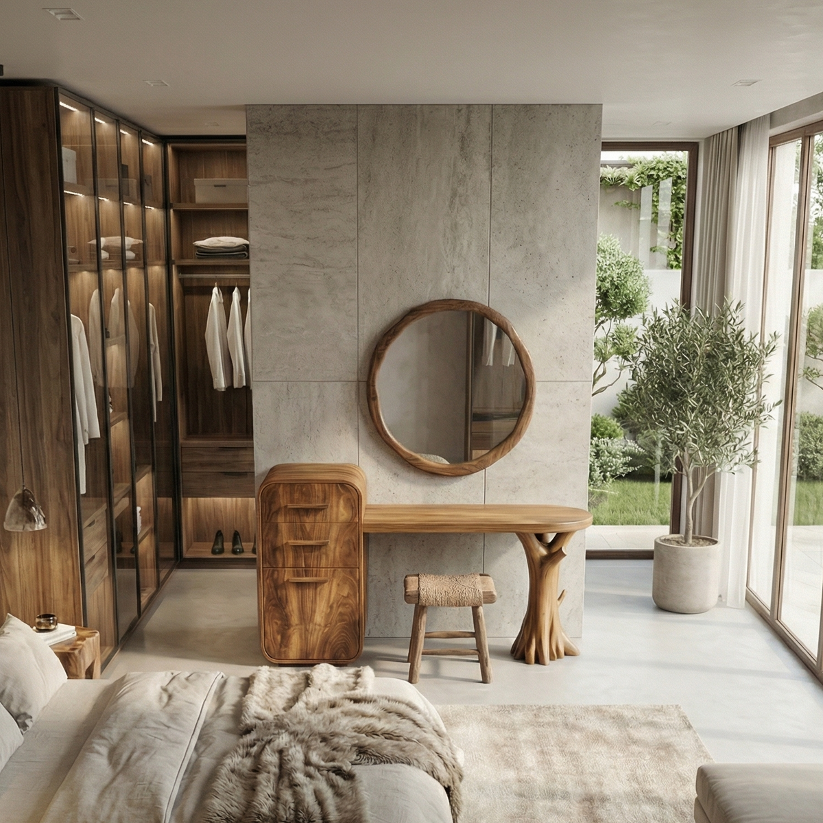 Sculptural Dressing Table With Storage Unique Tree Root Base Design For Bedroom