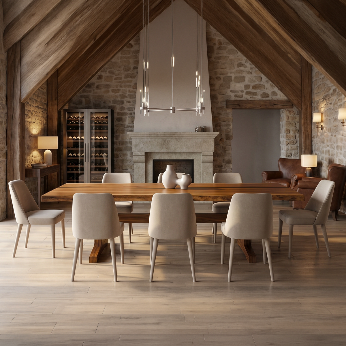 Organic Live Edge Dining Table With Waterfall Wood Base