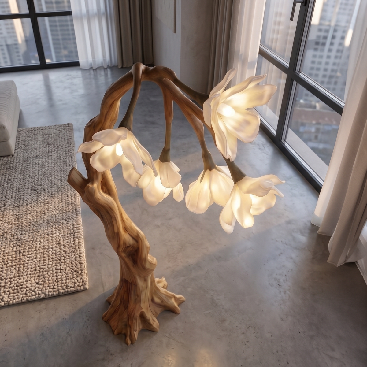 Botanical Standing Floor Lamp With Flower Petal Shade