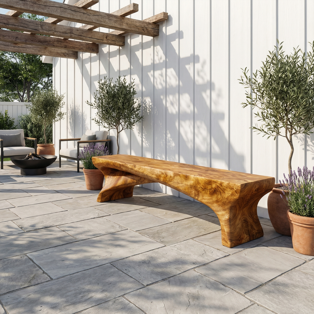 Minimalist Rustic Solid Wood Bench