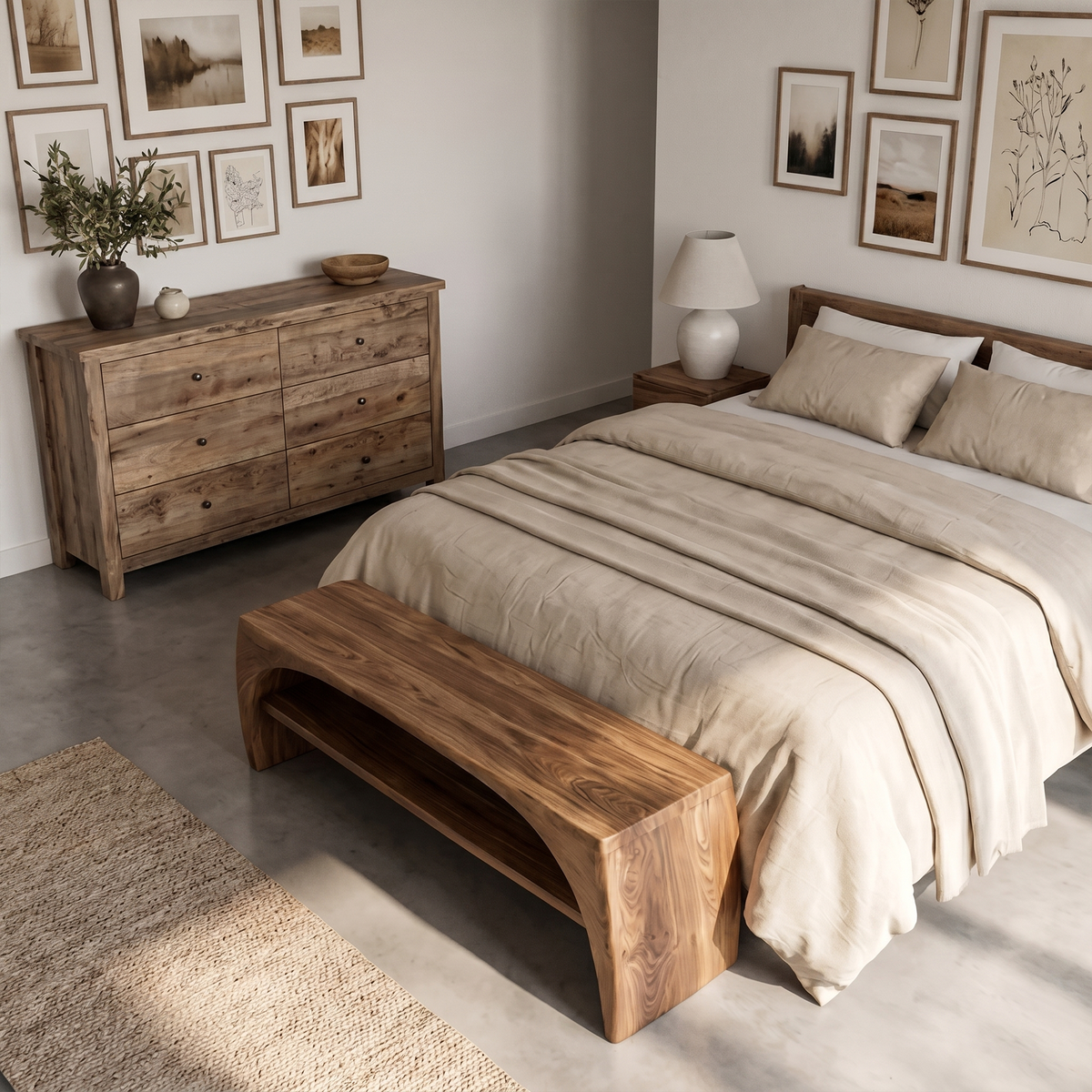 Rustic Live Edge Wood Bench