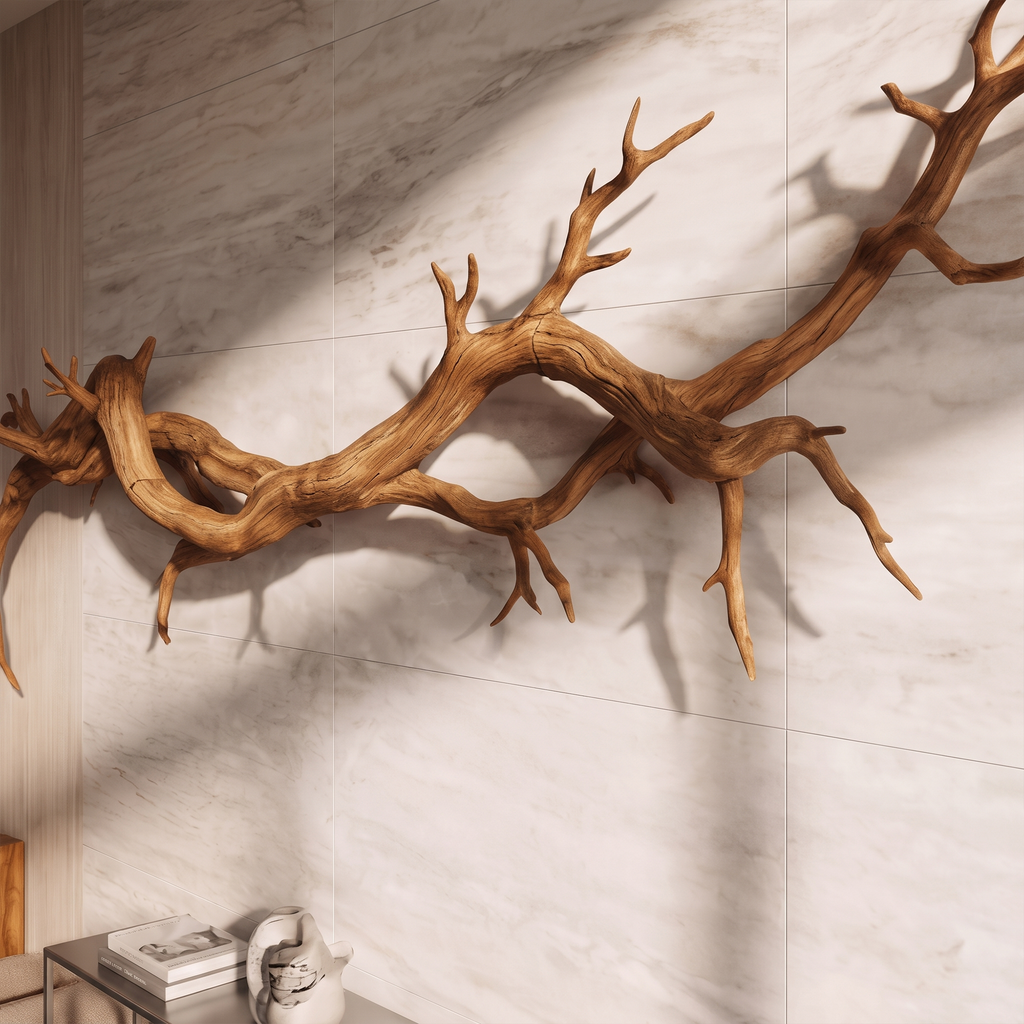 Flowing Branch Solid Wood Wall Sculpture Organic Modern Interior Decor