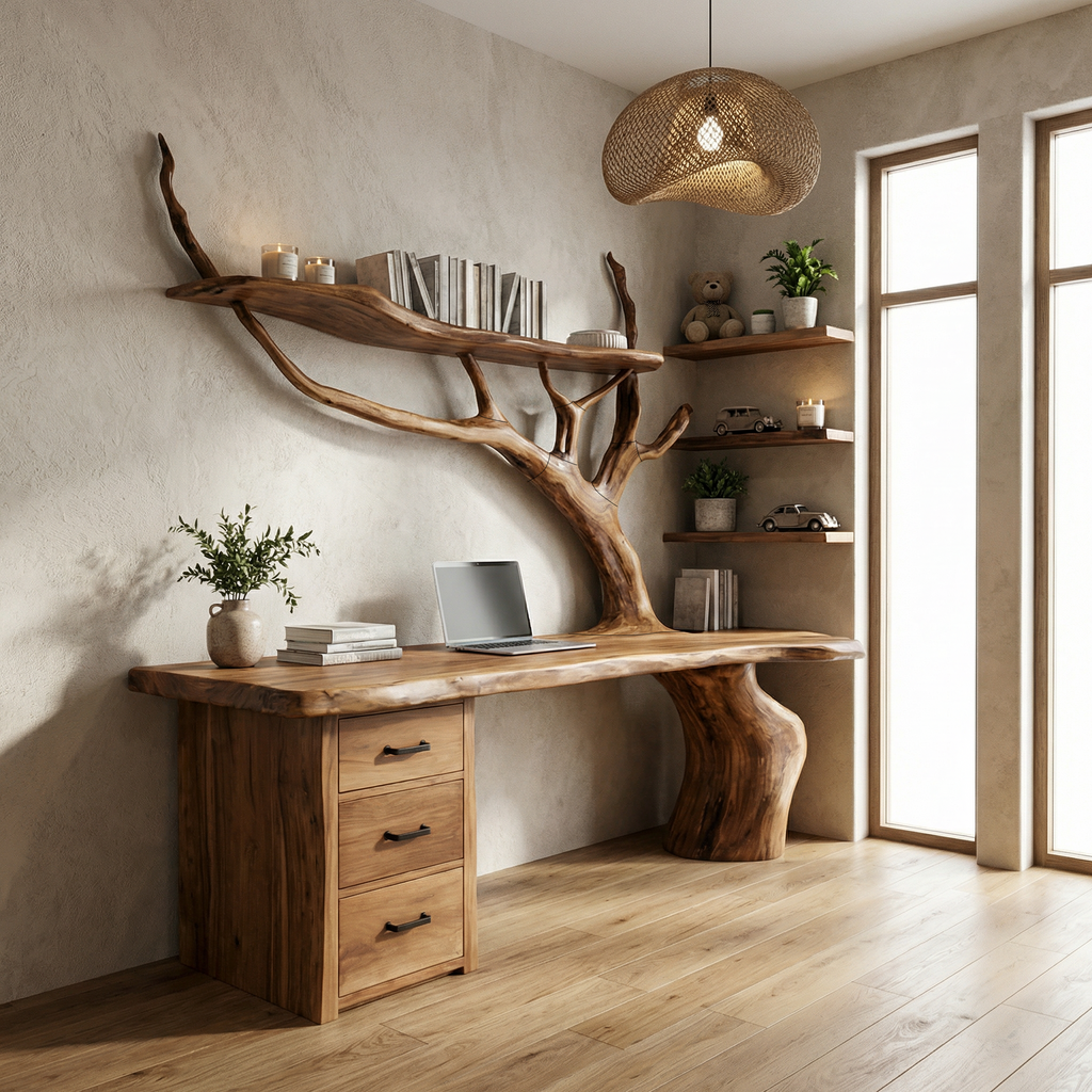 Nature-Inspired Tree Branch Desk