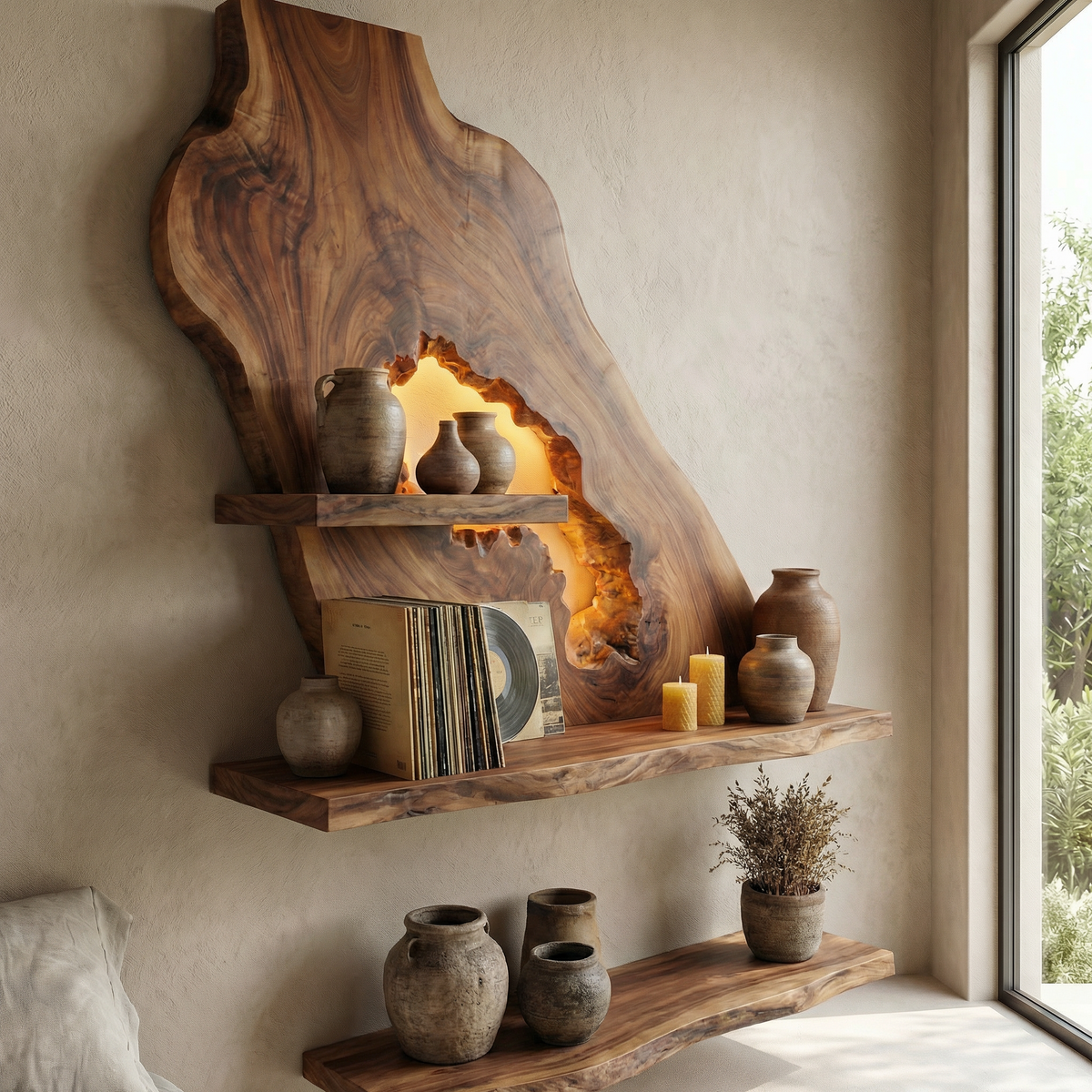 Sculptural Floating Wall Shelf