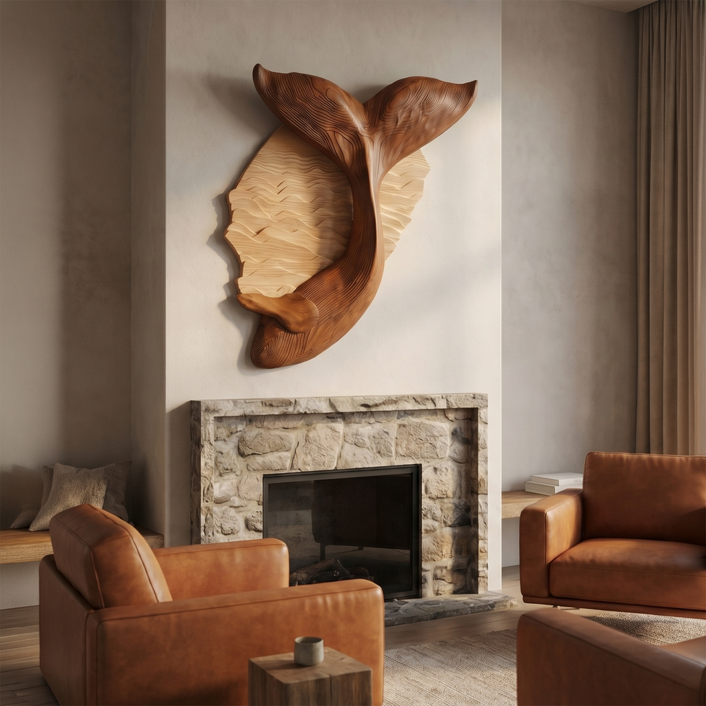 Organic Whale Tail Wooden Wall Art