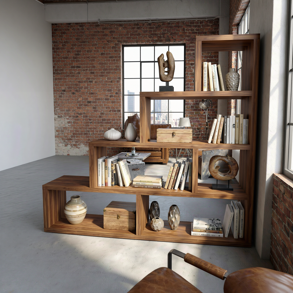 Mid Century Display Room Divider Bookshelf For Living Room And Apartment