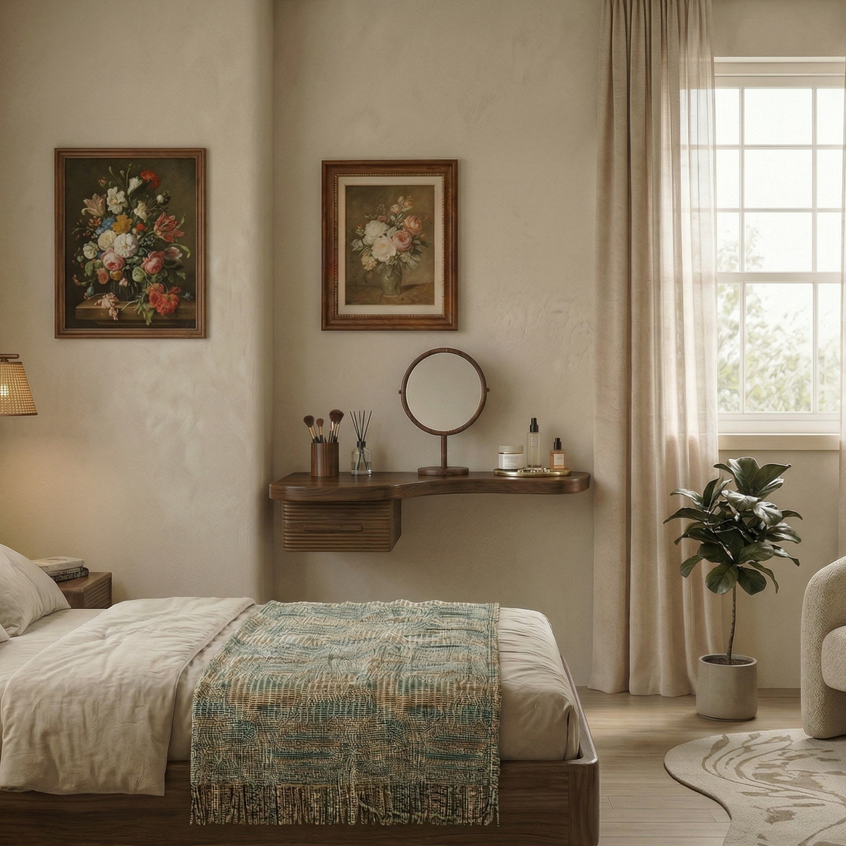 Modern Floating Dressing Table Space Saving Corner Form Bedroom