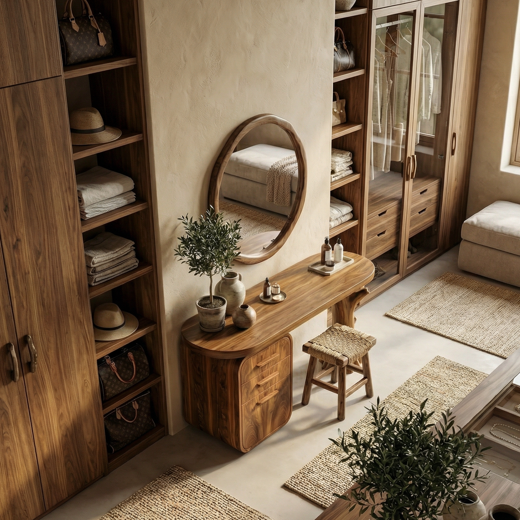 Sculptural Dressing Table With Storage Unique Tree Root Base Design For Bedroom