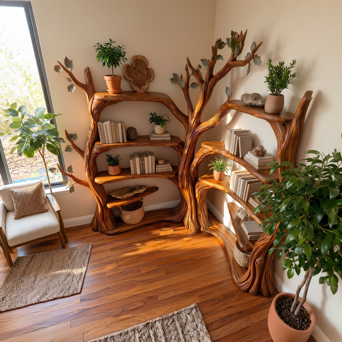 Tree Corner Bookshelf For Living Room And Reading Room