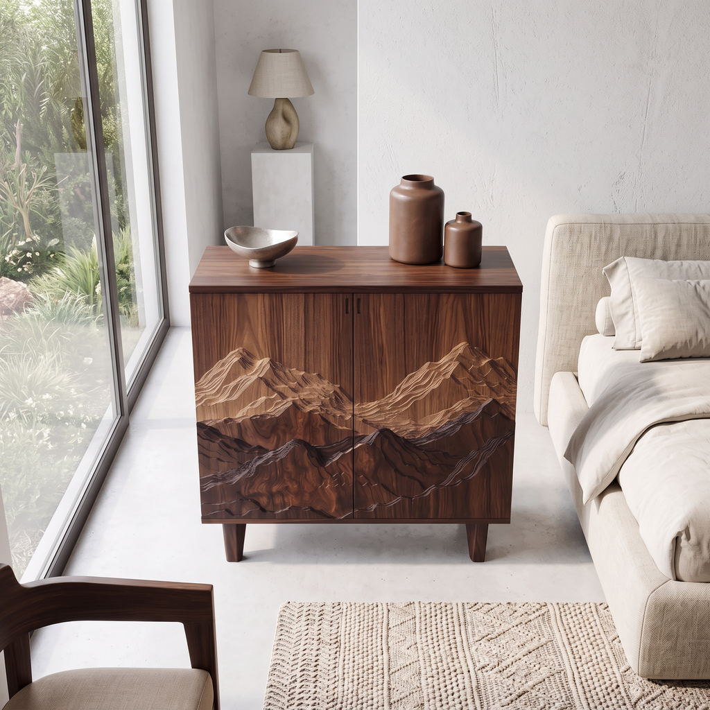 Organic Modern Wood Side Storage Cabinet