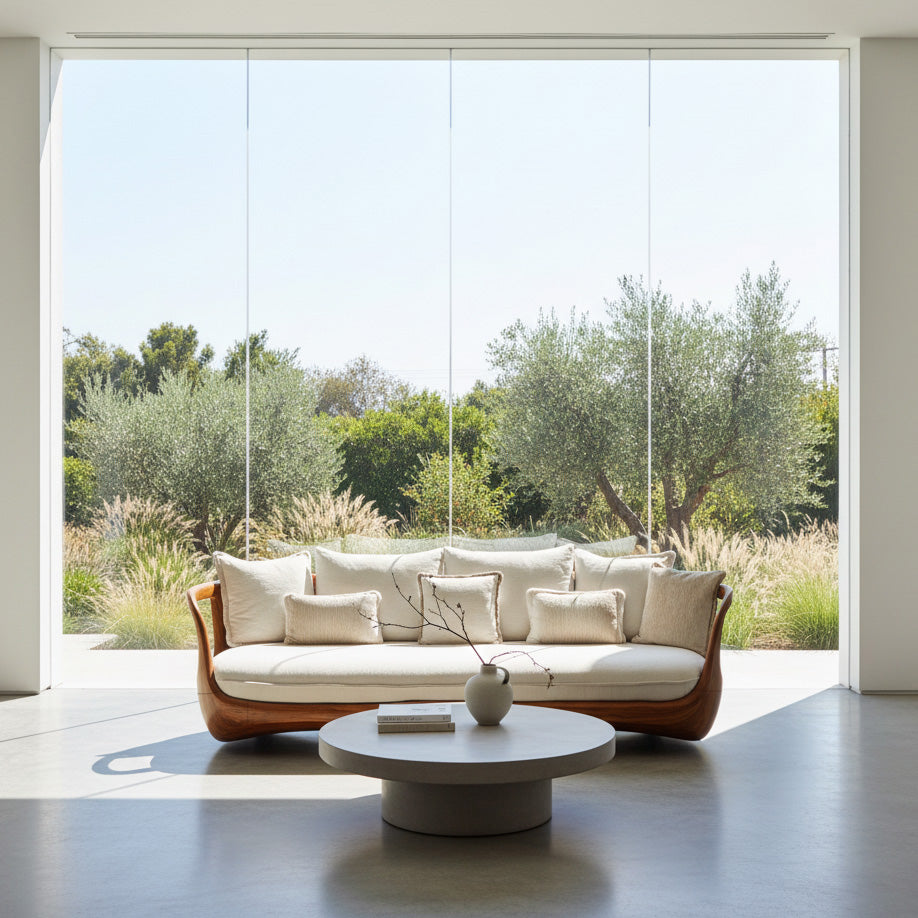 Organic Modern Sculptural Wooden Sofa For Living Room