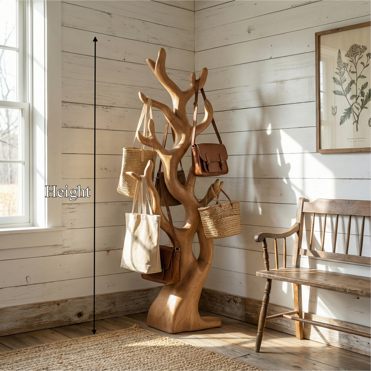 Rustic Artistic Tree Coat Rack For Entryway And Interior Styling