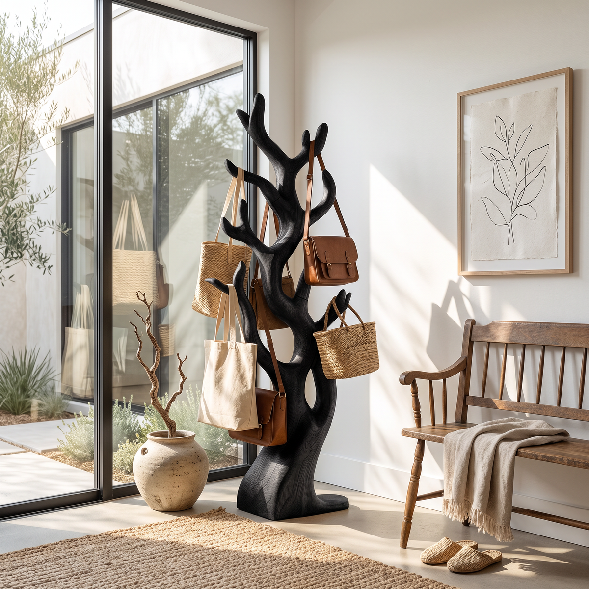Rustic Artistic Tree Coat Rack For Entryway And Interior Styling