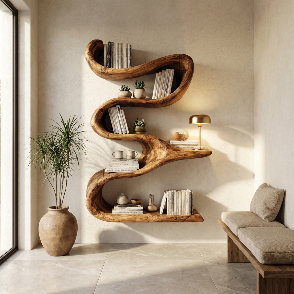 Modern Organic Wall Bookshelf
