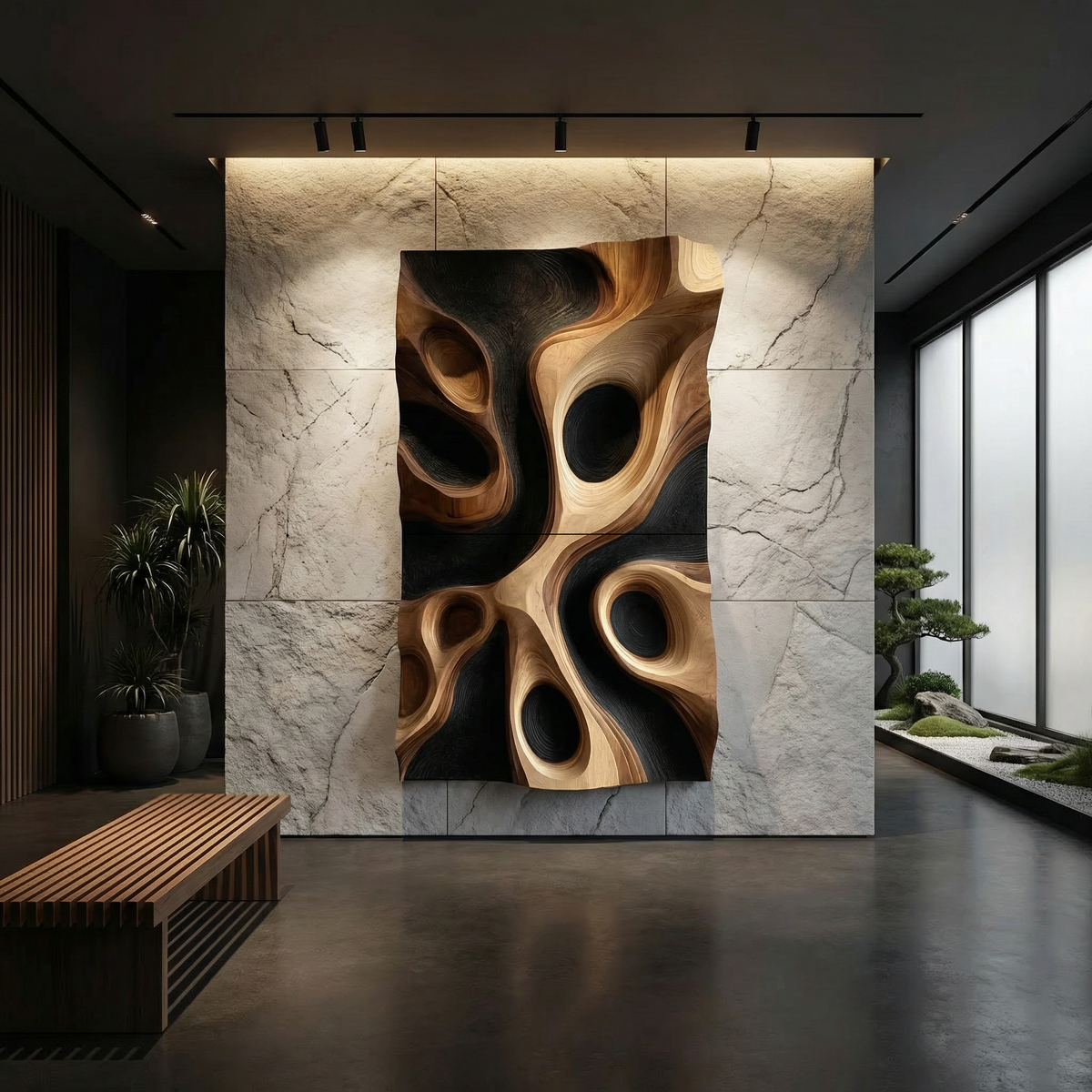 Abstract Organic Hollow Wood Wall Decor Panel