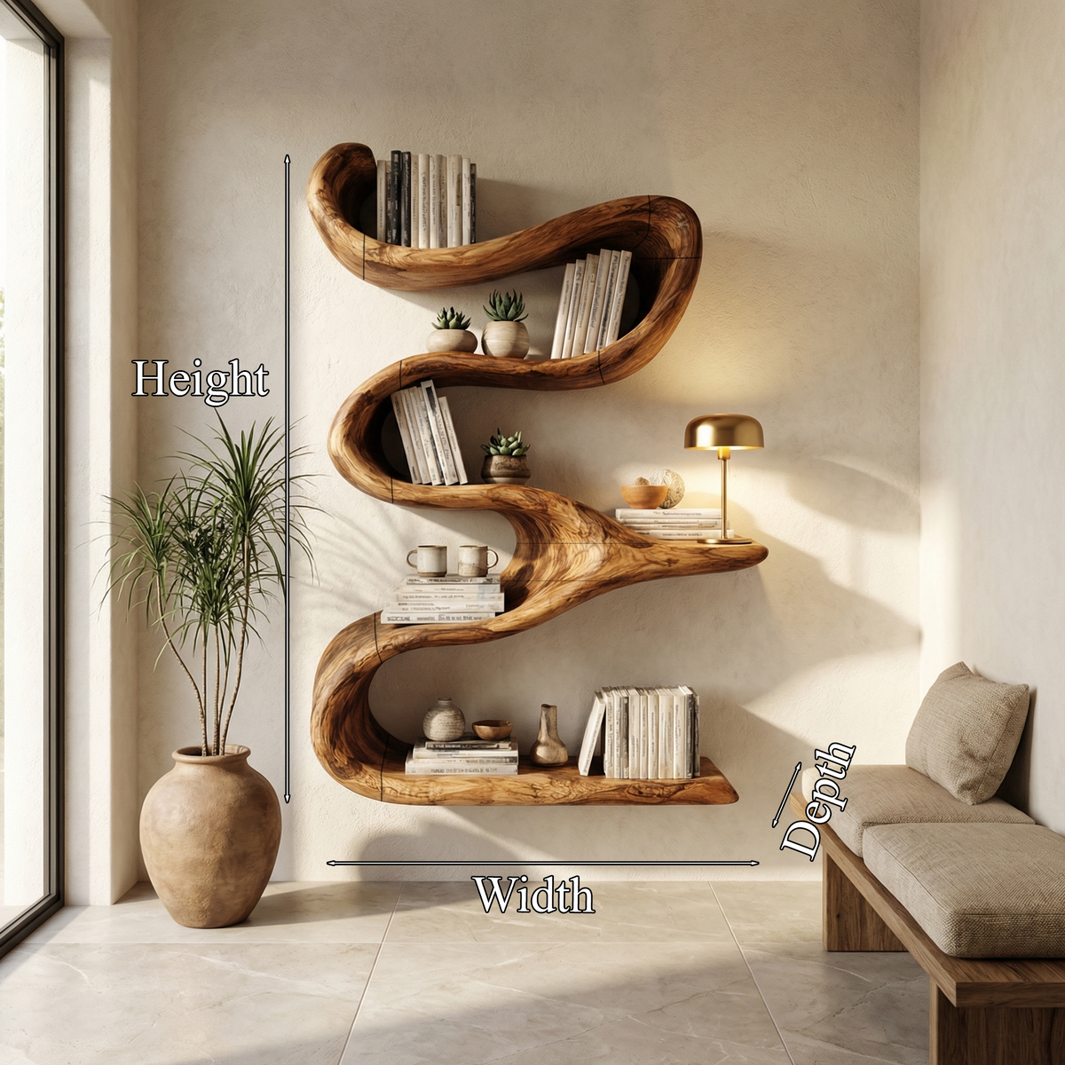 Modern Organic Wall Bookshelf