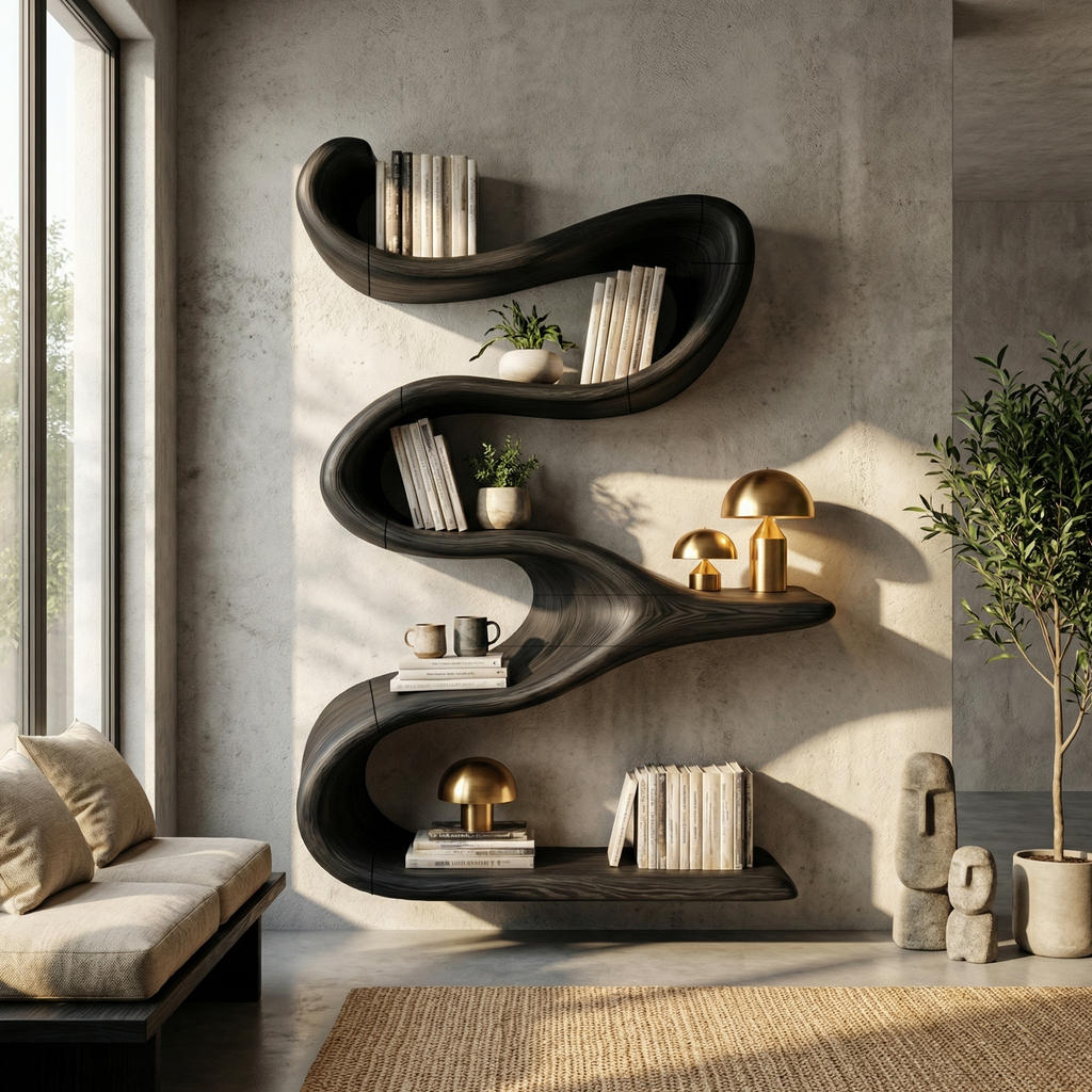 Modern Organic Wall Bookshelf