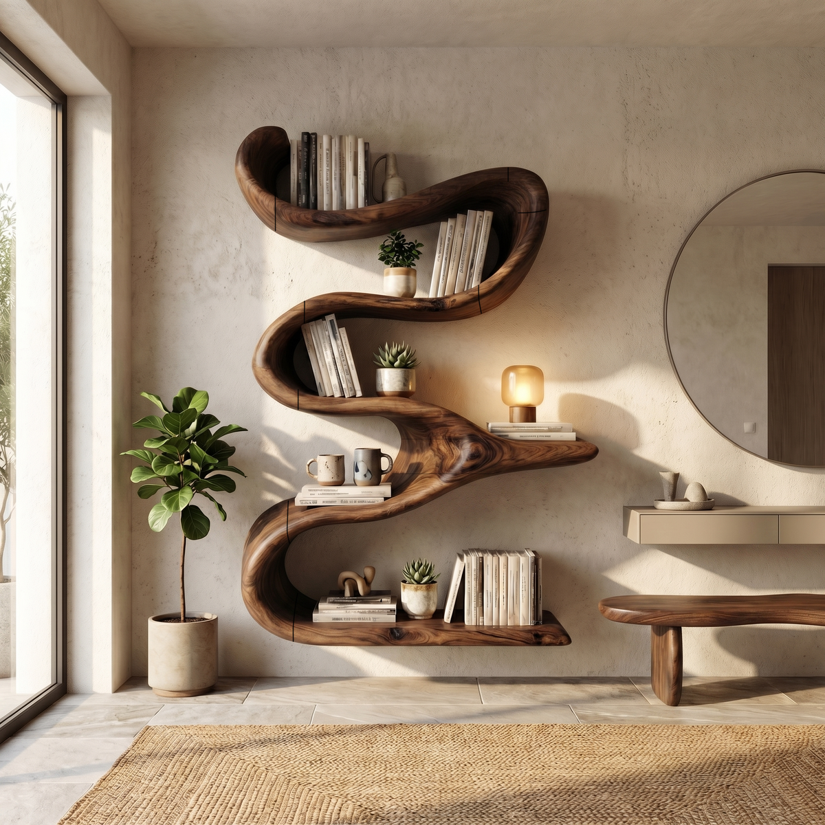 Modern Organic Wall Bookshelf