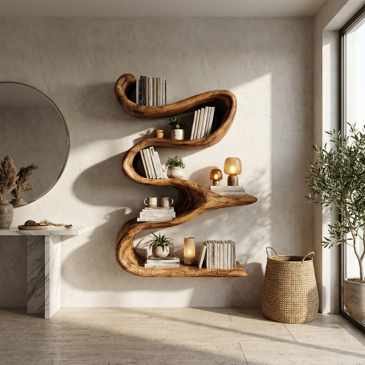 Modern Organic Wall Bookshelf