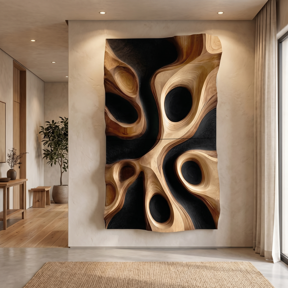 Abstract Organic Hollow Wood Wall Decor Panel