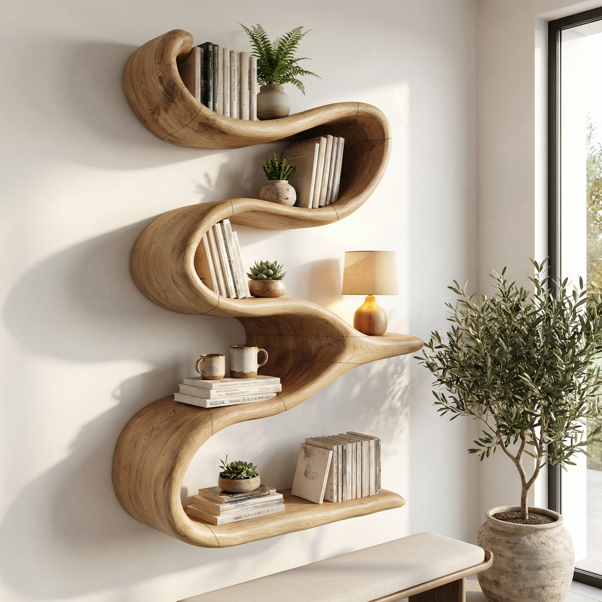 Modern Organic Wall Bookshelf