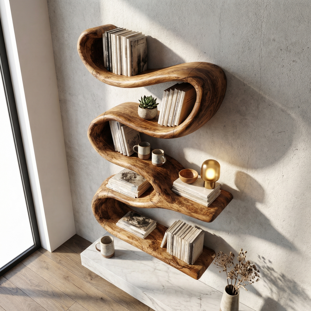 Modern Organic Wall Bookshelf