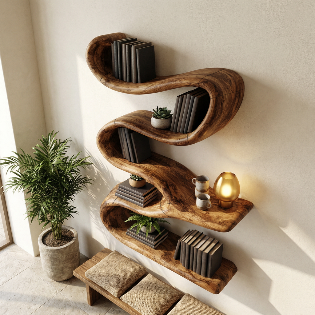 Modern Organic Wall Bookshelf