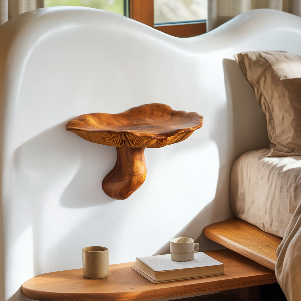 Organic Modern Bedside Wall Mushroom Shelf