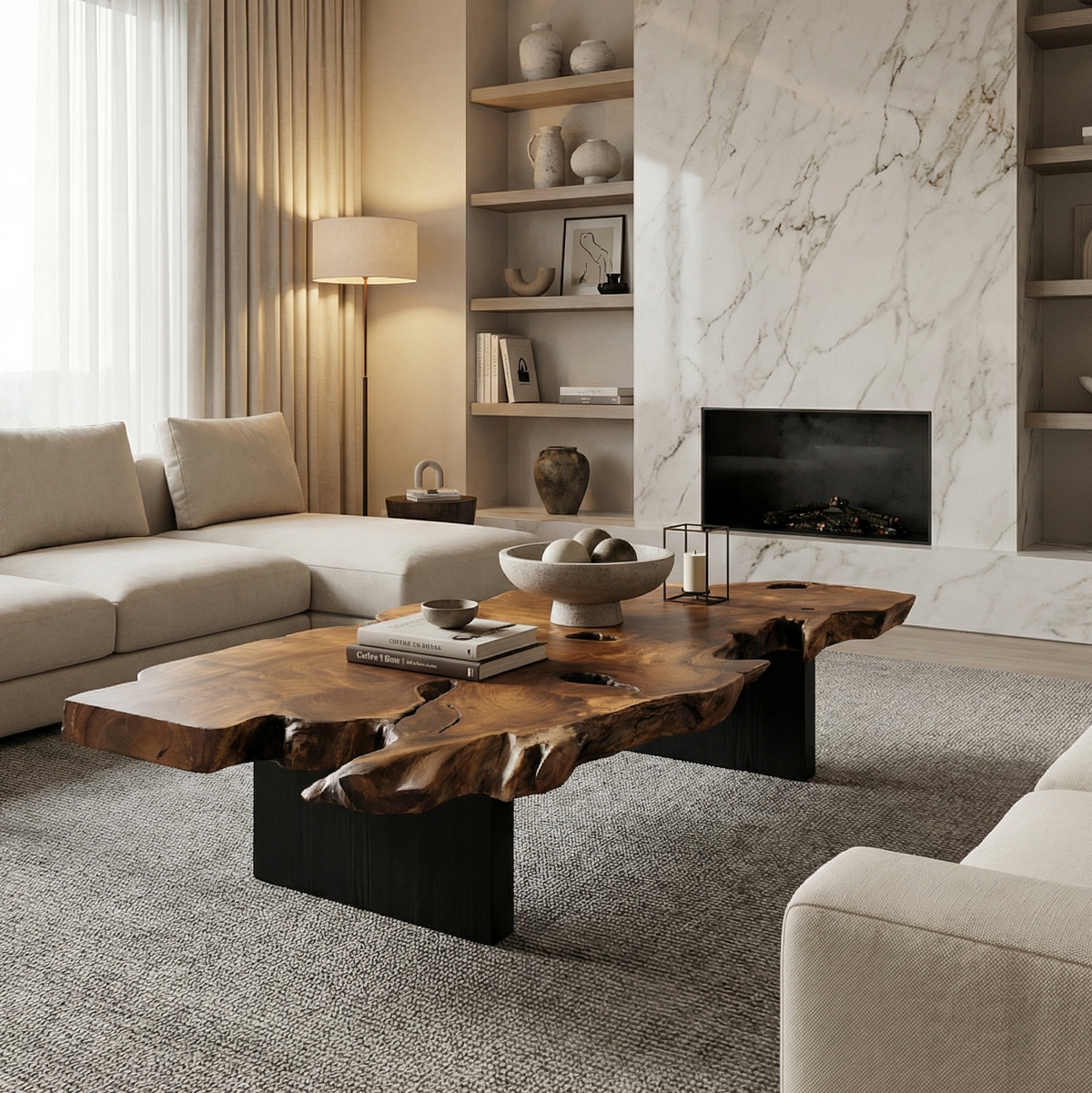 Rustic Live Edge Wood Coffee Table