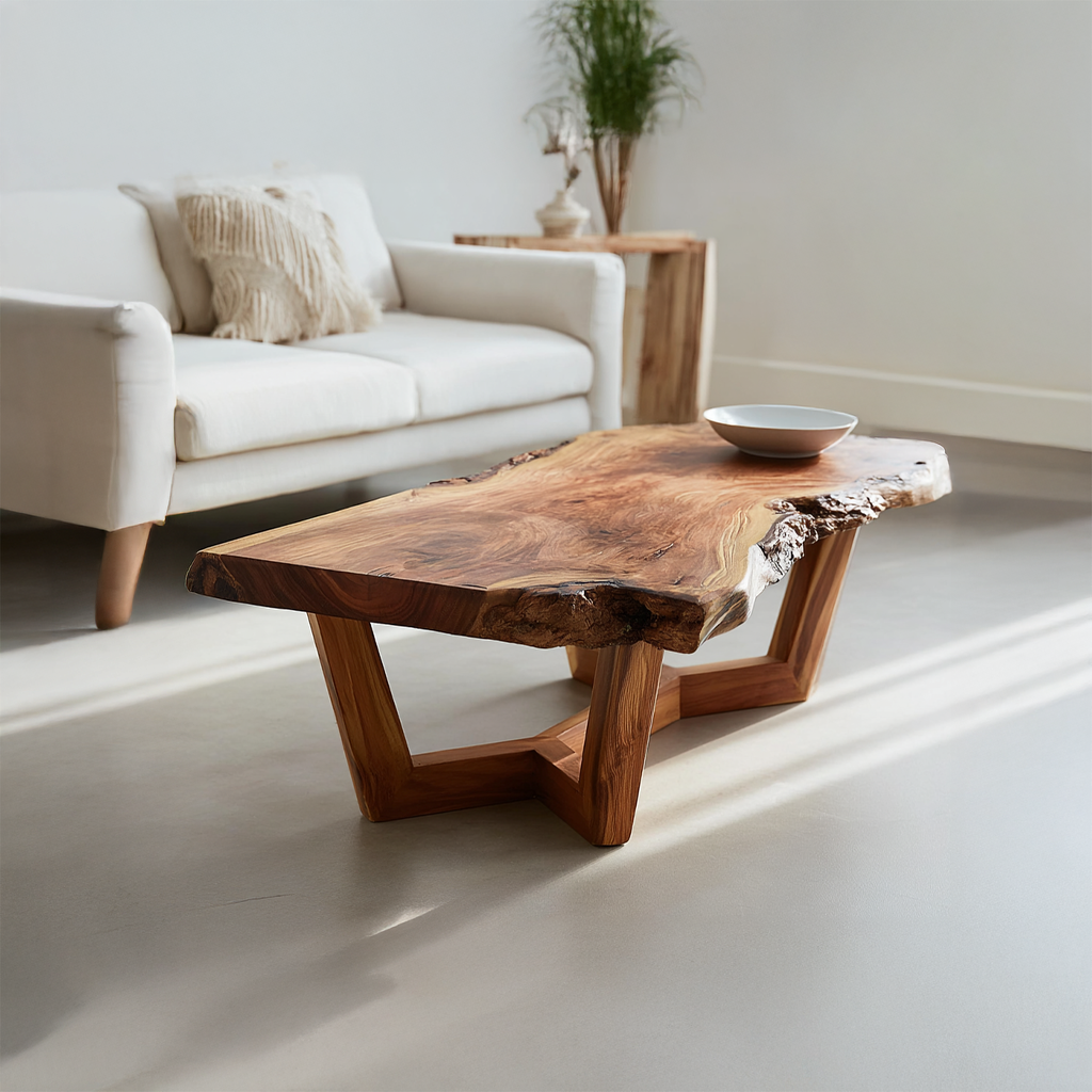 Mid Century Live Edge Coffee Table Living Room