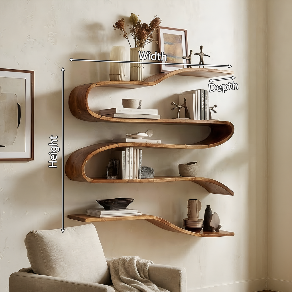 Industrial Natural Wood Floating Shelf