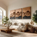 Modern Farmhouse Mountain Wood Wall Art Set For Living Room