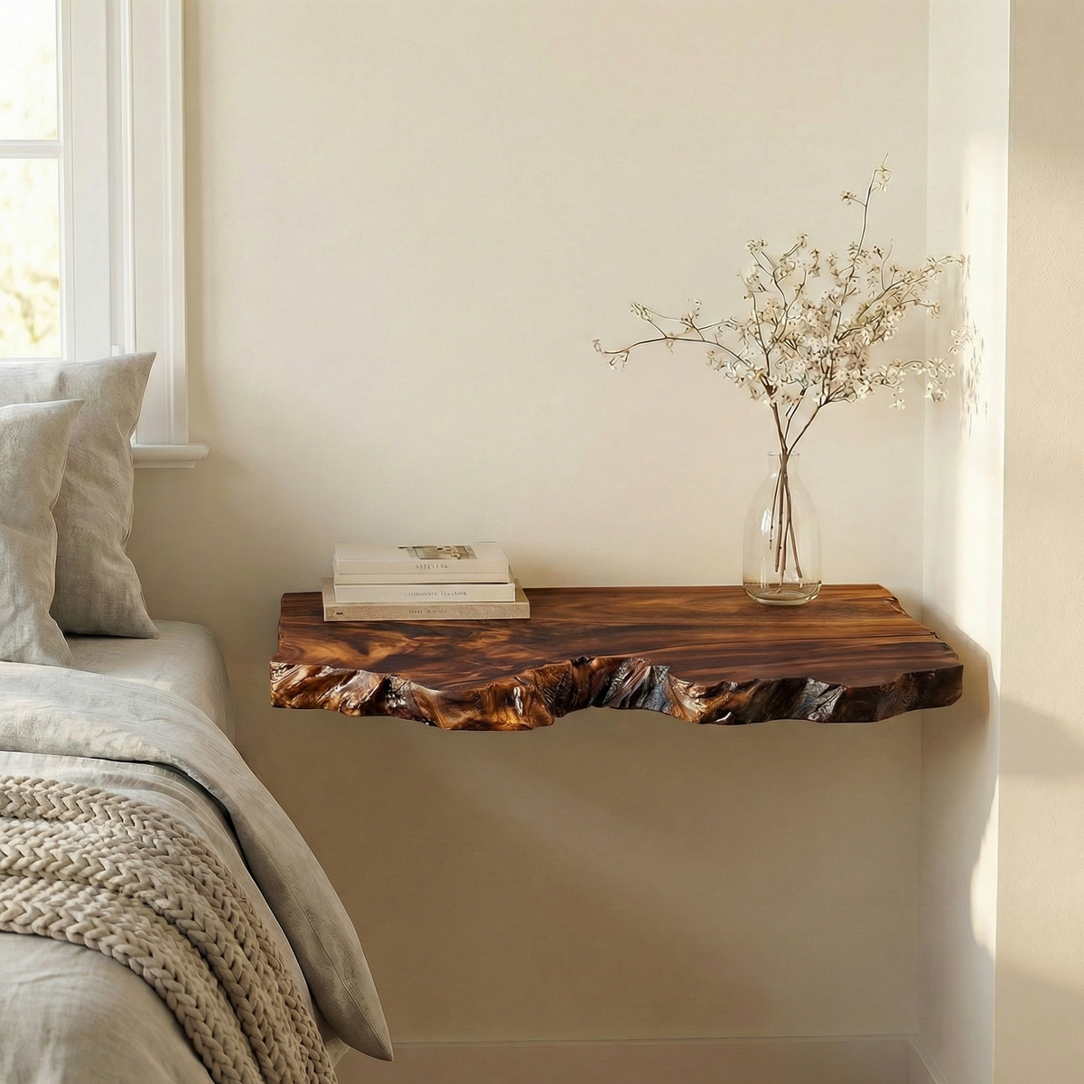 Organic Minimalist Floating Nightstand