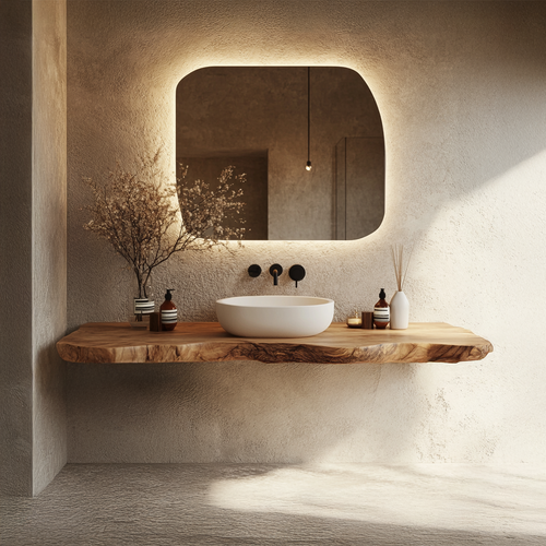 Bathroom Vanity Wall Floating Console Live Edge Shelf
