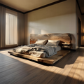 Rustic Solid Wood Platform Bed Bedroom