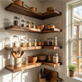 Modern L Shape Floating Kitchen Shelves Corner Wall Storage Display