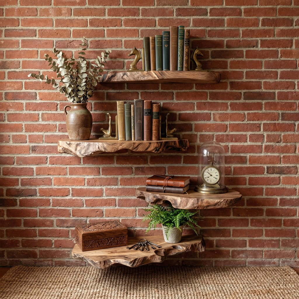 Modern Live Edge Corner Floating Shelves