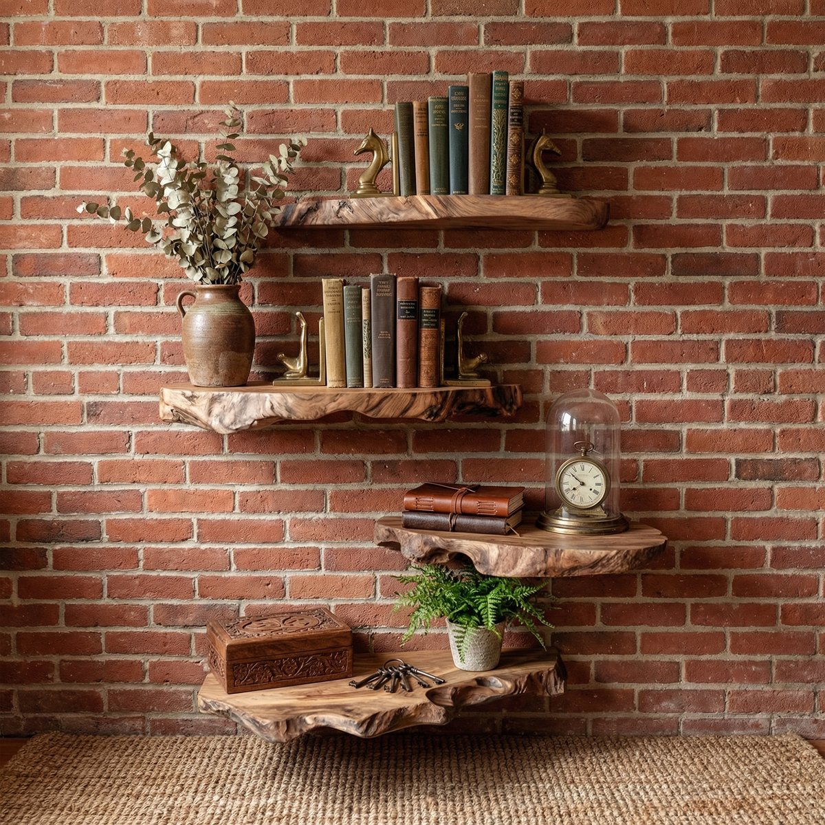 Modern Live Edge Corner Floating Shelves