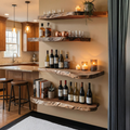 Industrial Rustic Floating Wine Display Shelves Solid Wood Wall Rack