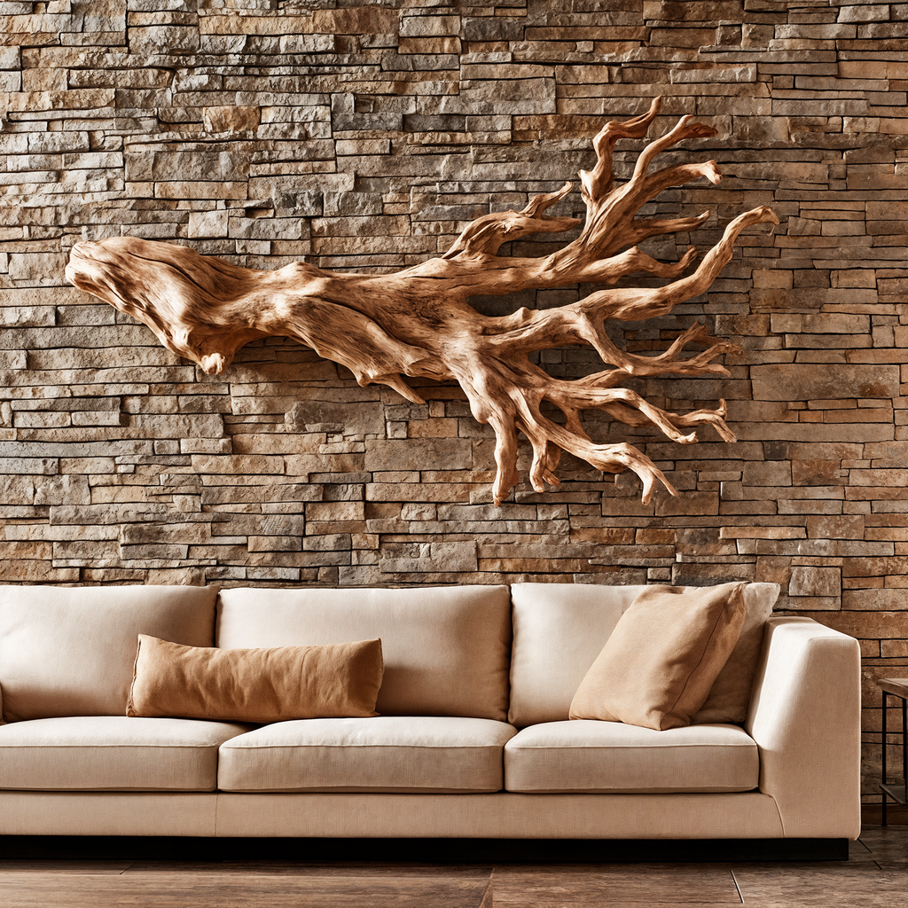 Rustic Driftwood Branch Wall Sculpture Living Room