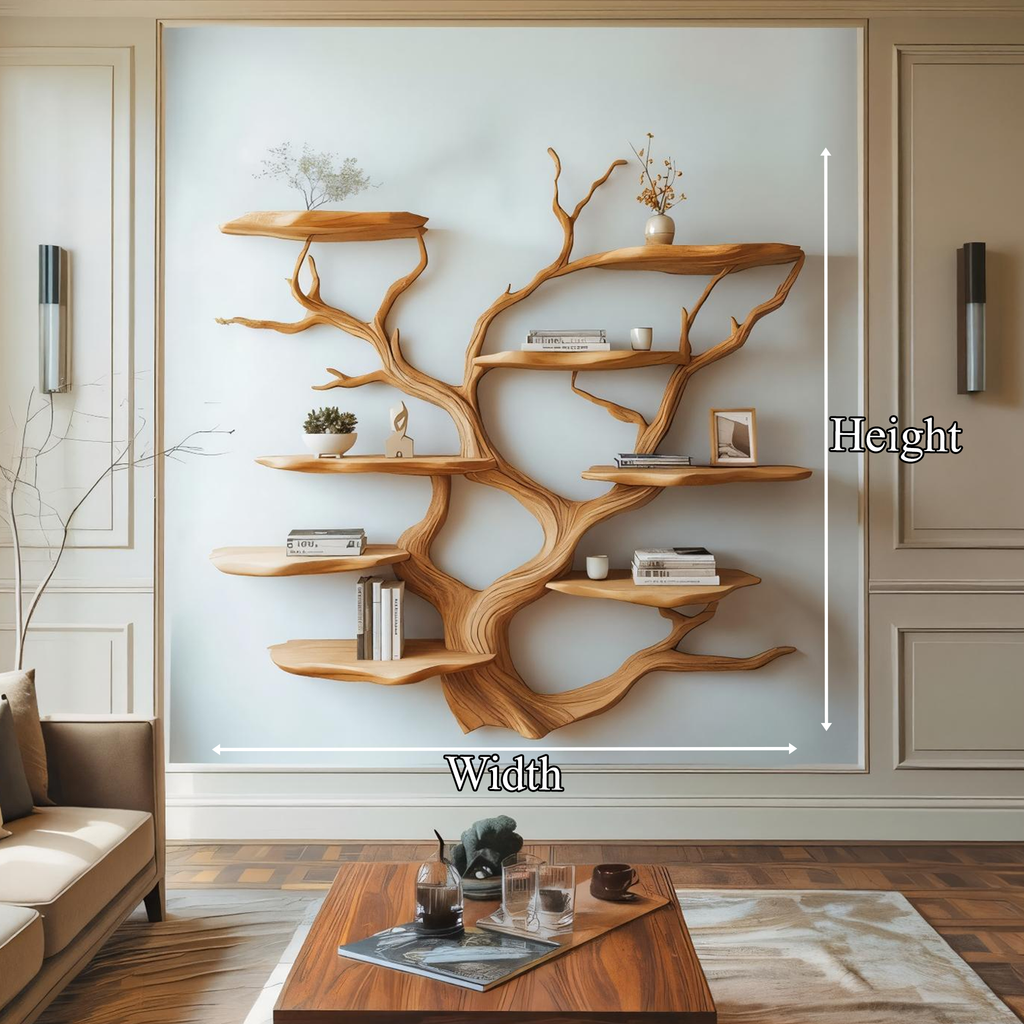 Sculptural Wood Branch Wall Shelf