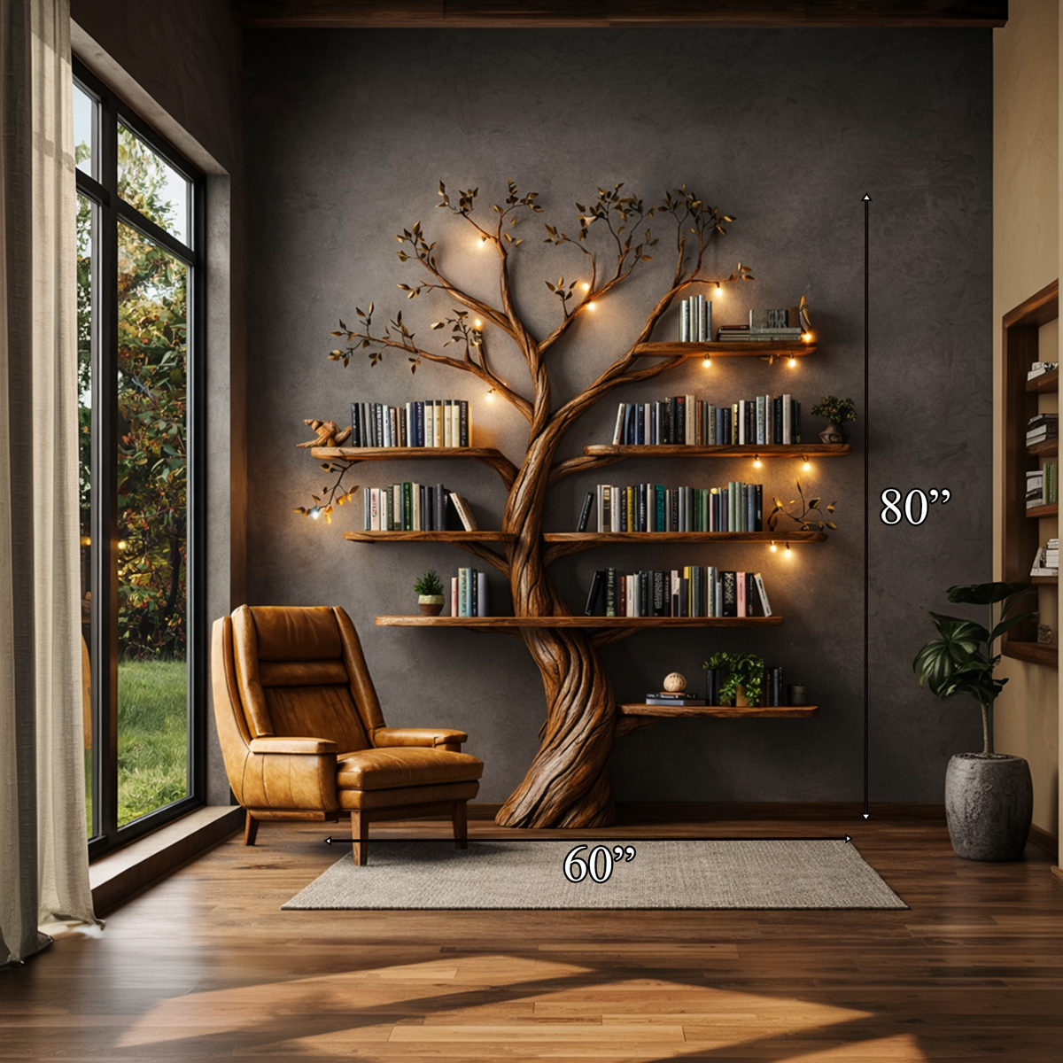 Rustic Nature-Inspired Tree Display Bookcase