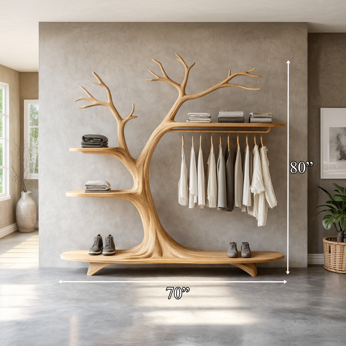 Minimalist Tree Coat Rack Scandinavian Hallway