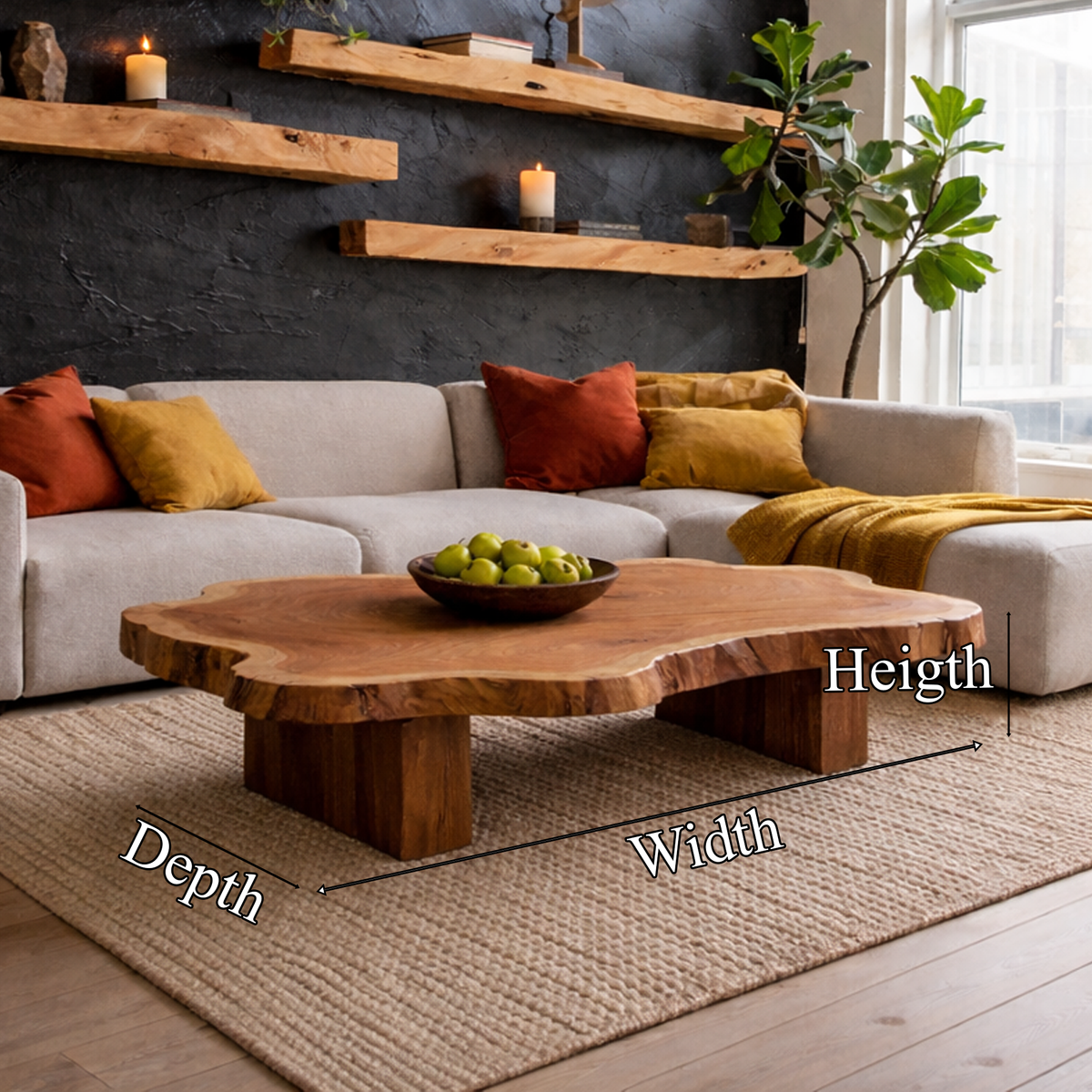 Live Edge Solid Wood Coffee Table