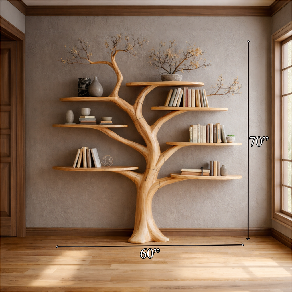 Midcentury Sculptural Wood Tree Bookshelf