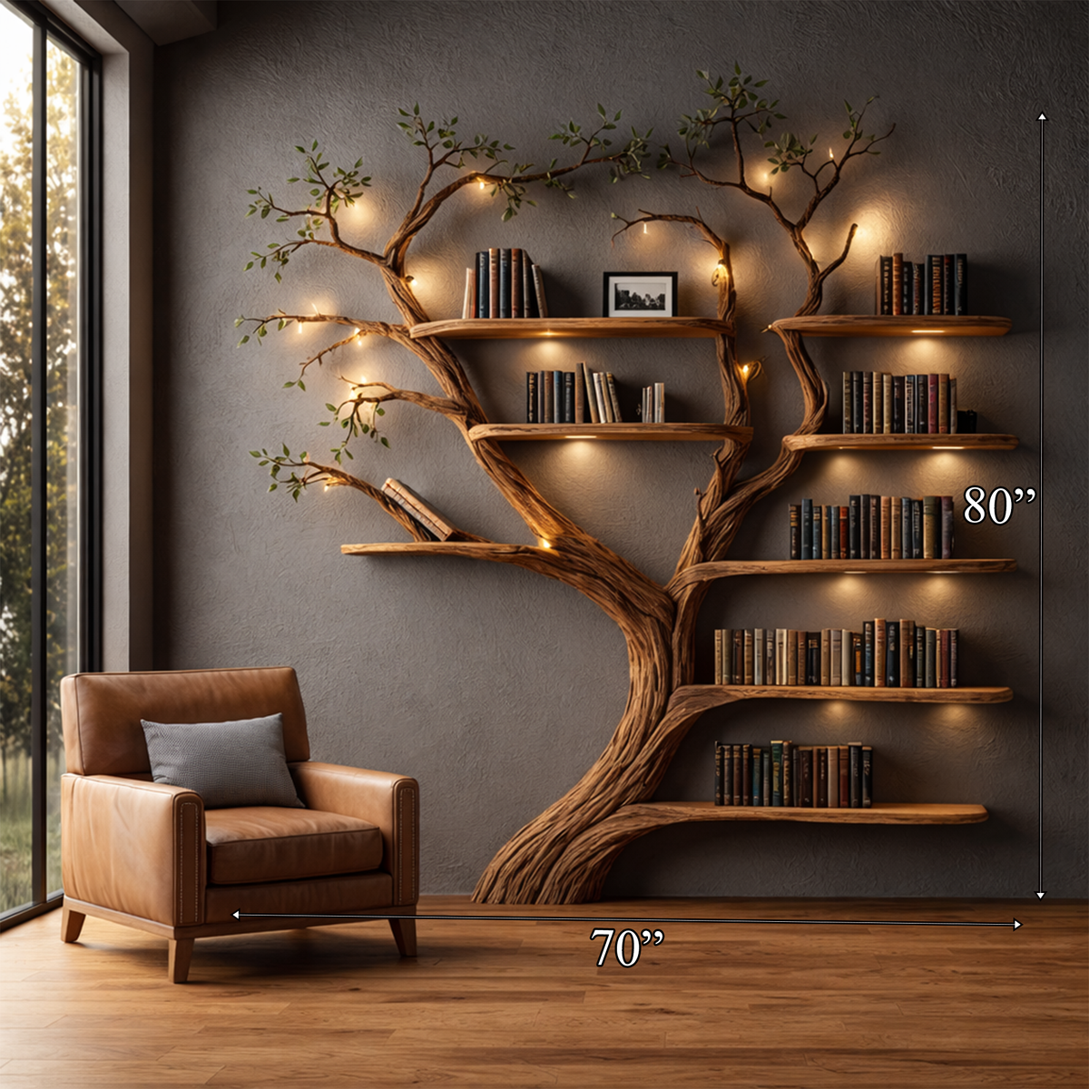 Rustic Organic Wood Tree Bookshelf