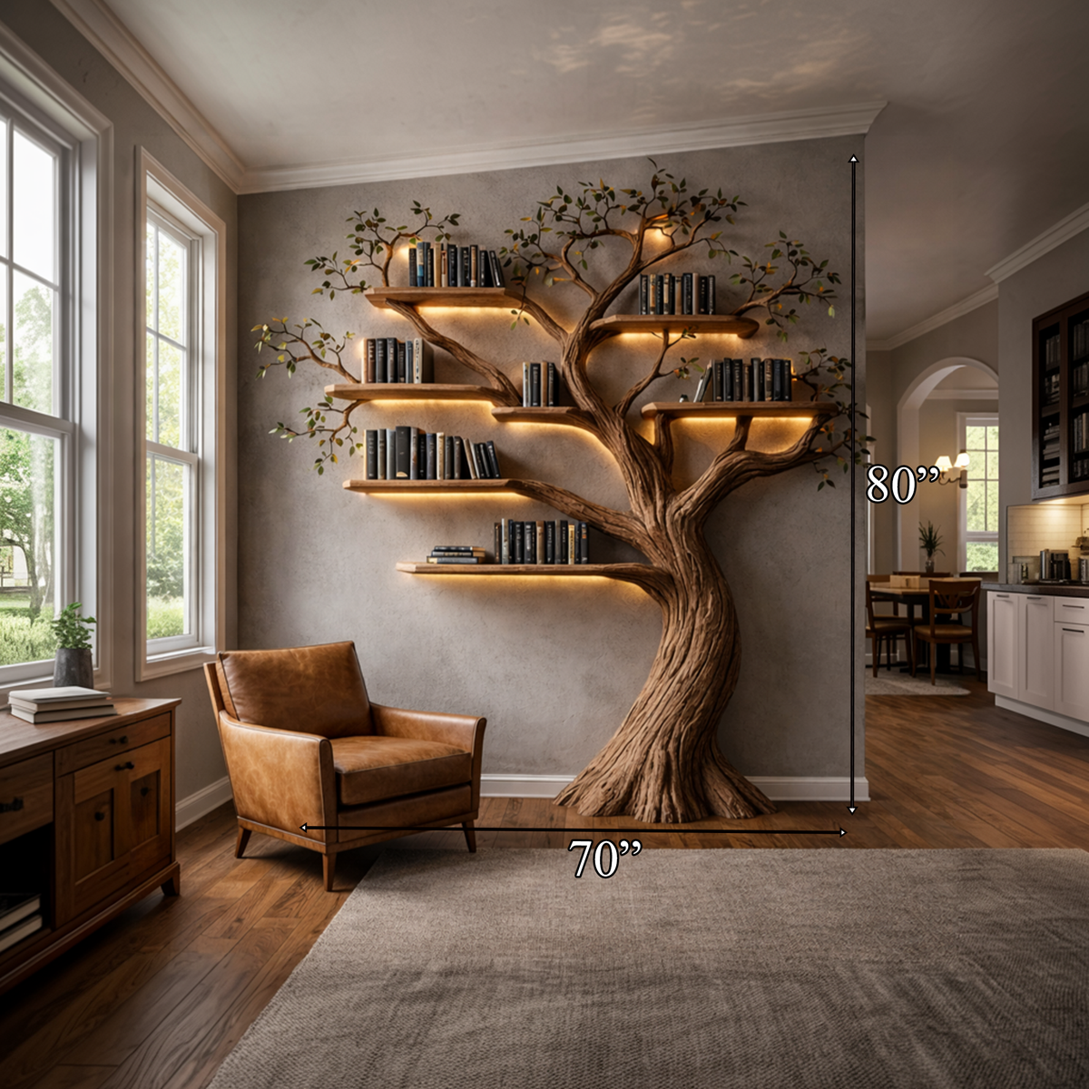 Rustic Nature Inspired Tree Bookshelf