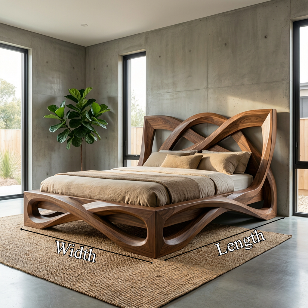 Rustic Organic Shape Bed Frame For Bedroom And Living Space